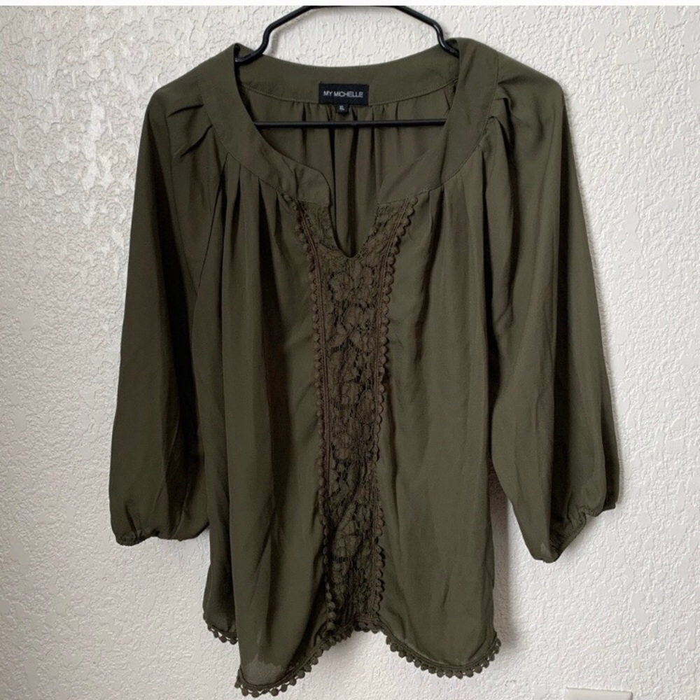 Olive Green My Michelle Blouse